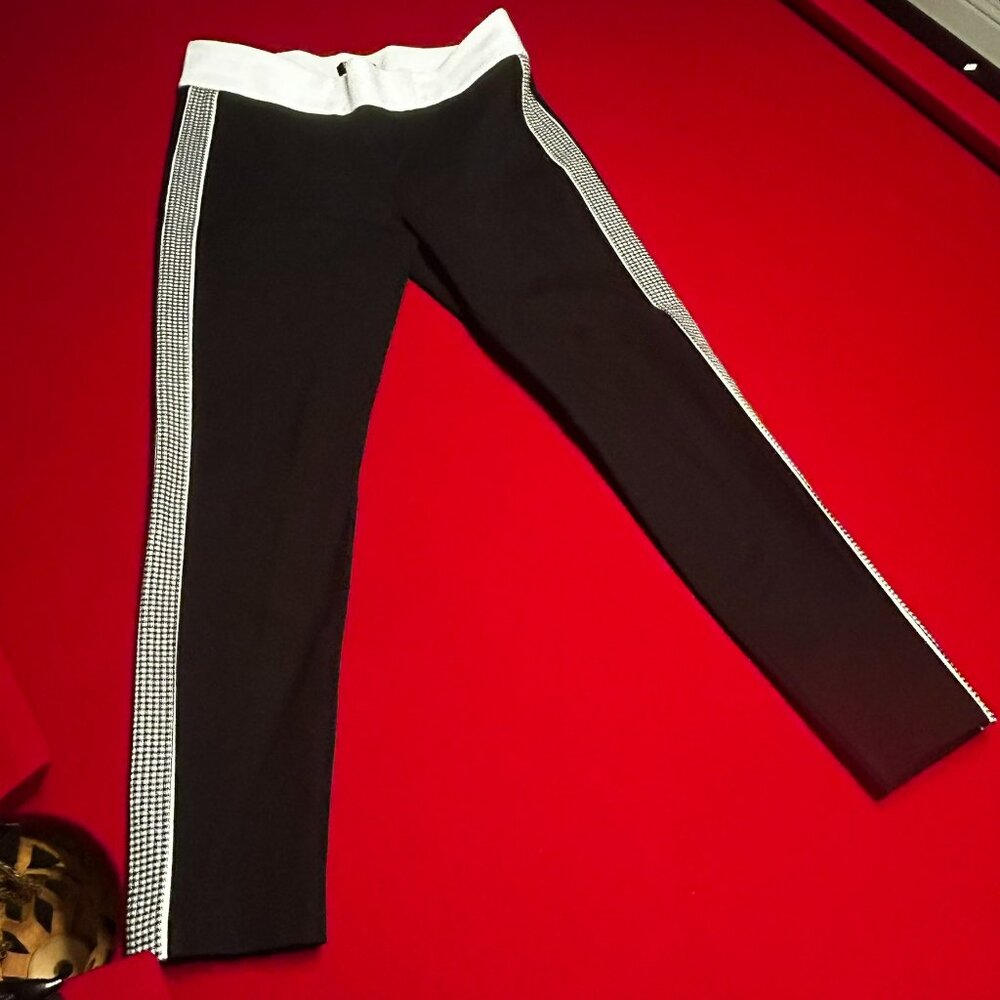 Zara Trafaluc Black & White Houndstooth Trim Leggings – Size XL (Fits Like 10)